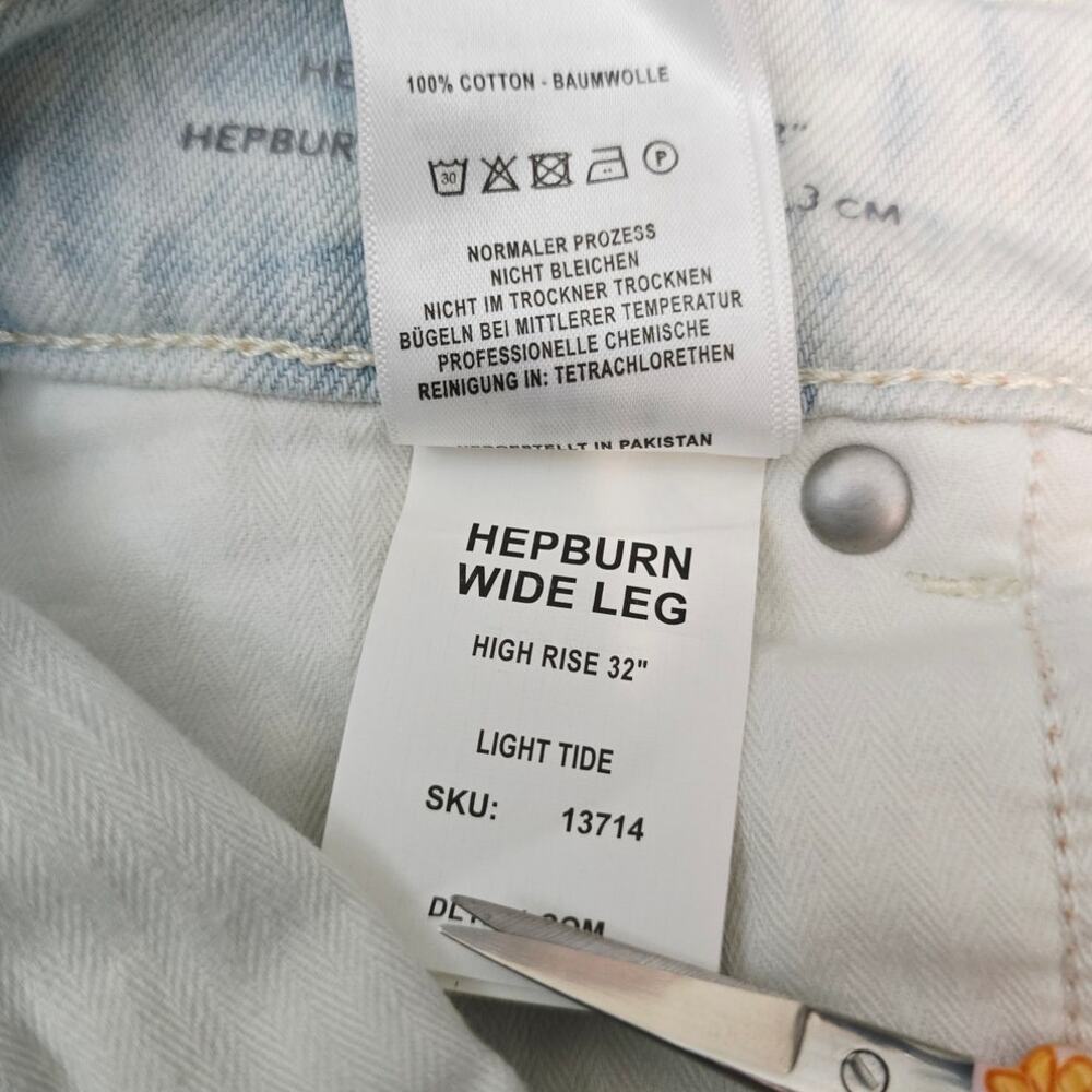 DL1961 Anthropologie Light Blue Wash Hepburn Wide Leg Women's Jeans 27 - Picture 6 of 6